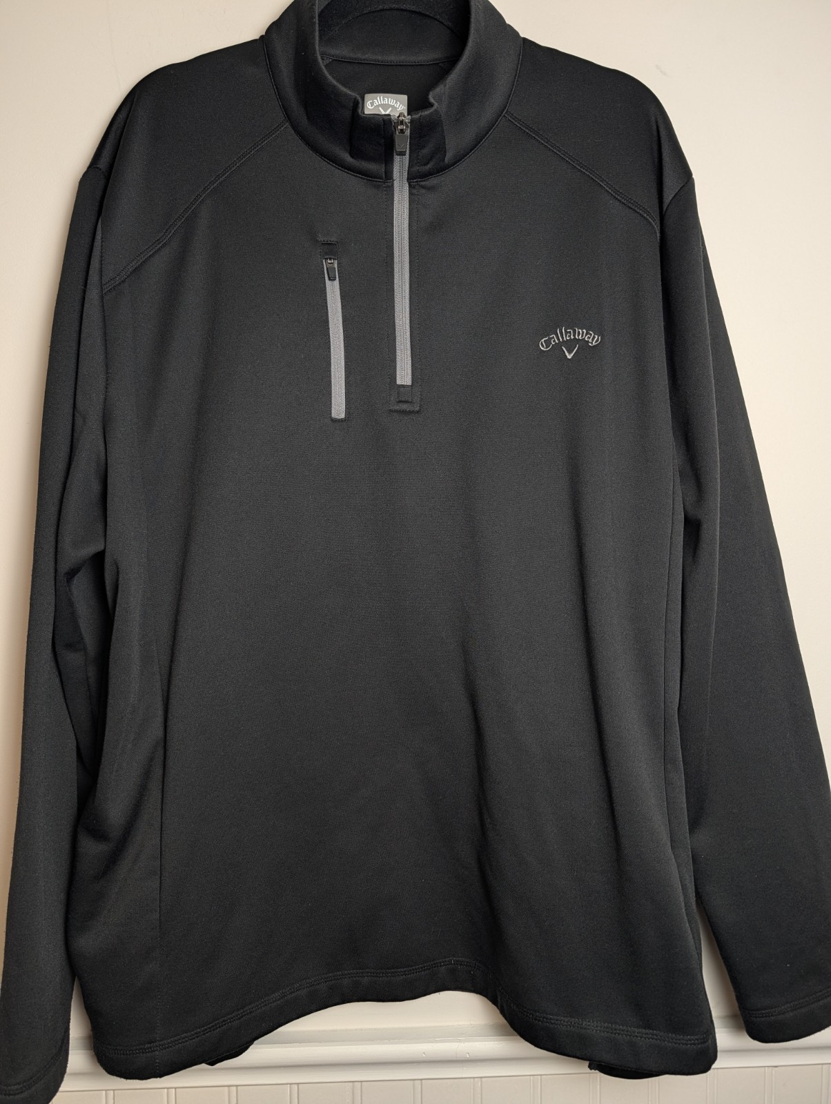 Men's Callaway Golf Quarter 1/4 Zip Performance Pullover UPF Shirt Black Sz XXL gallery