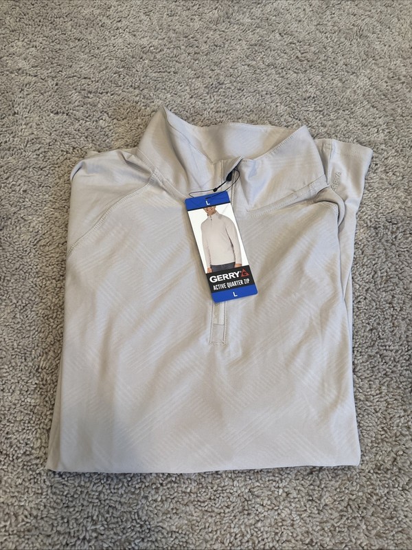 Gerry Men's Light Grey Active Quarter Zip Top (1856546) Sizes Large NWT gallery