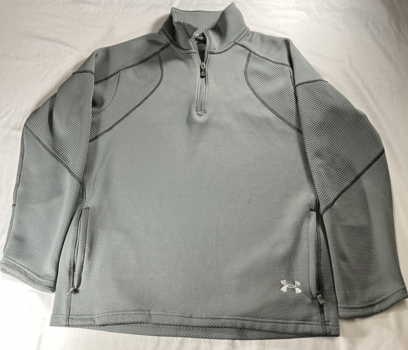 Under Armour All Season Gear Grey Loose 1/4 Zip Pull Over Zipper Pockets Medium gallery