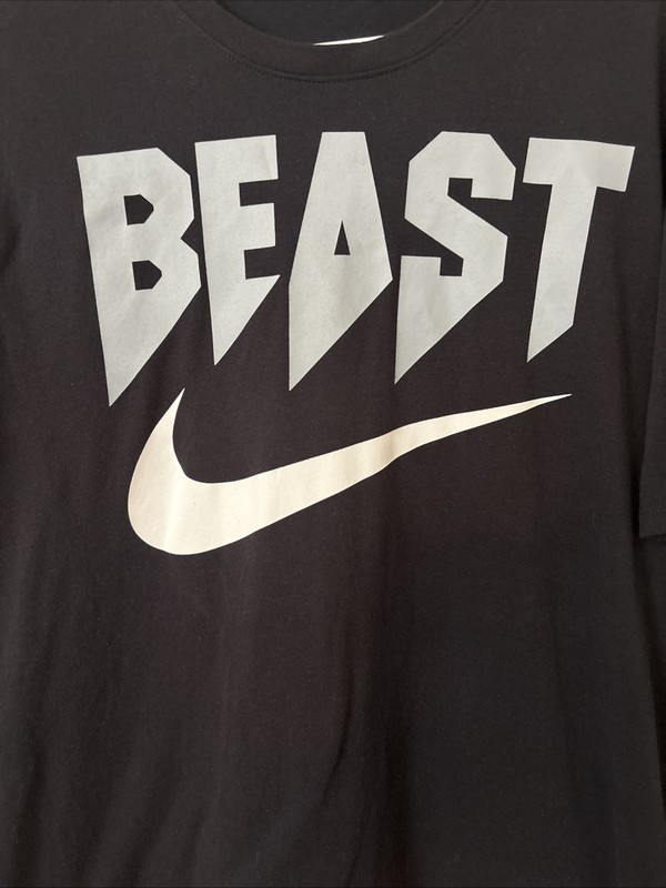 The Nike Tee Men's Dri Fit Athletic Cut BEAST Swoosh Logo Size L #U gallery