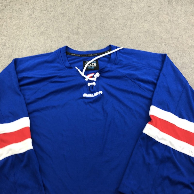 Bauer Jersey Mens XL Blue Long Sleeve Hockey Practice Mesh Top Performance gallery