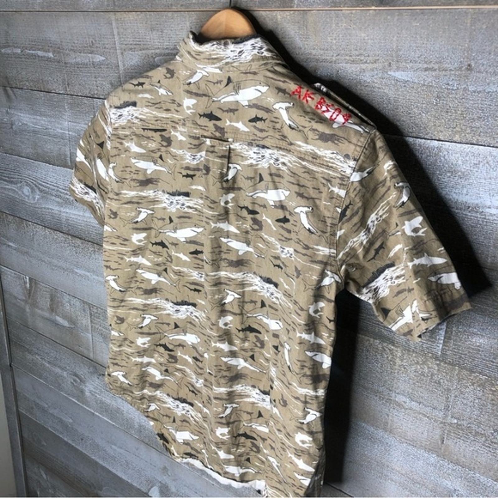 Akademiks medium canvas shark printed button down shirt gallery