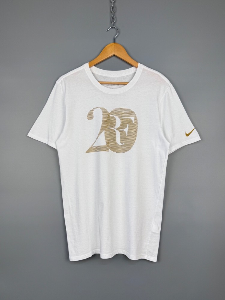 Nike Roger Federer RF 20 Grand Slam Celebration Tee Tennis White T-Shirt Men's M