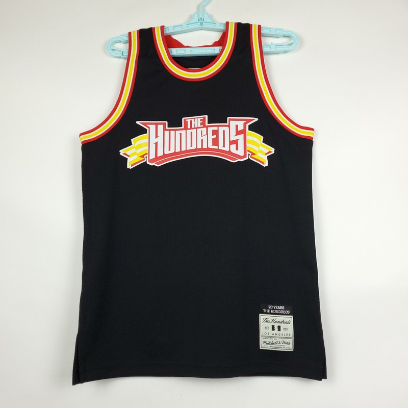 The Hundreds Mitchell & Ness Small Jersey Black Red Yellow Atom Bomb NWT gallery