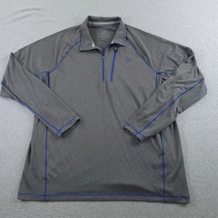 LL Bean Pullover Mens L Gray Quarter Zip Performance Activewear Reflective Tee