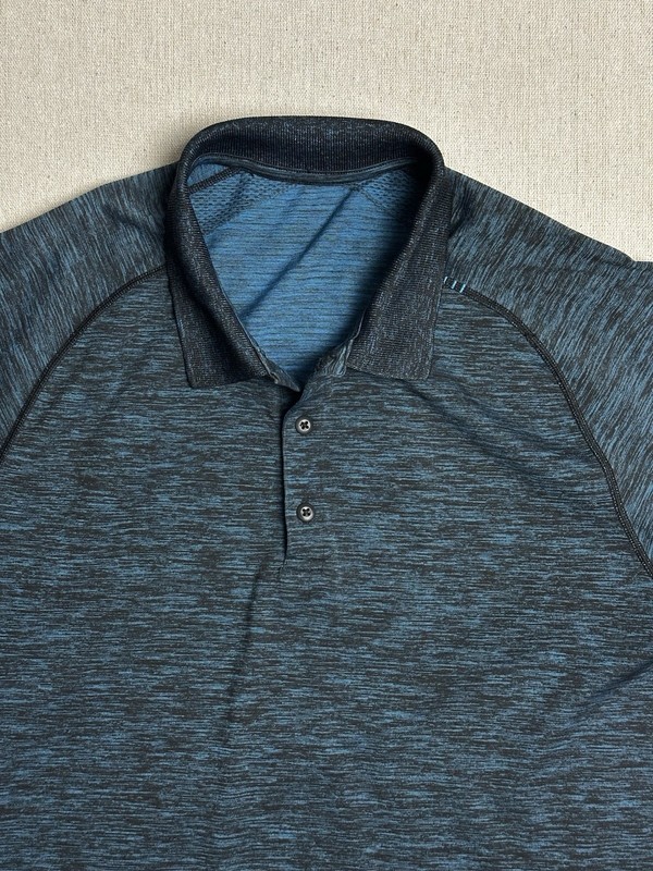 Lululemon Metal Vent Tech Polo Baltic Blue / Black Size L Mesh, Silverescent gallery