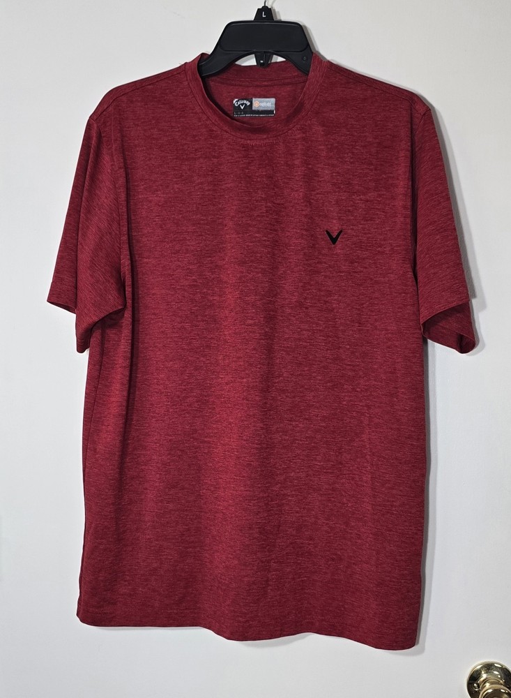 Callaway Opti-Dri Short Sleeve Performance Tee Red Golf Shirt Men's Size Large