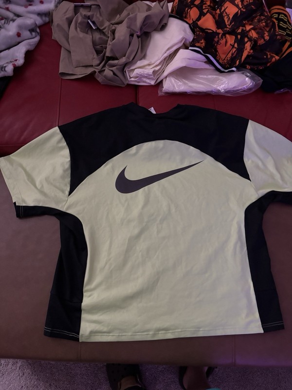 Nike AMBUSH Colorblock Raglan Short Sleeve T-Shirt Black Light Yellow Men's gallery