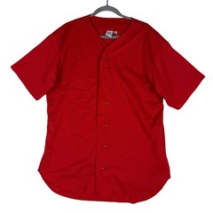 Epic Sports Jersey Mens Large Red Mesh Button Front Baseball Shirt Athletic