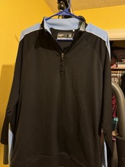 Cutter & Buck CB DryTec 1/4 Zip Pullover Mock Neck Black Light Blue Men’s L