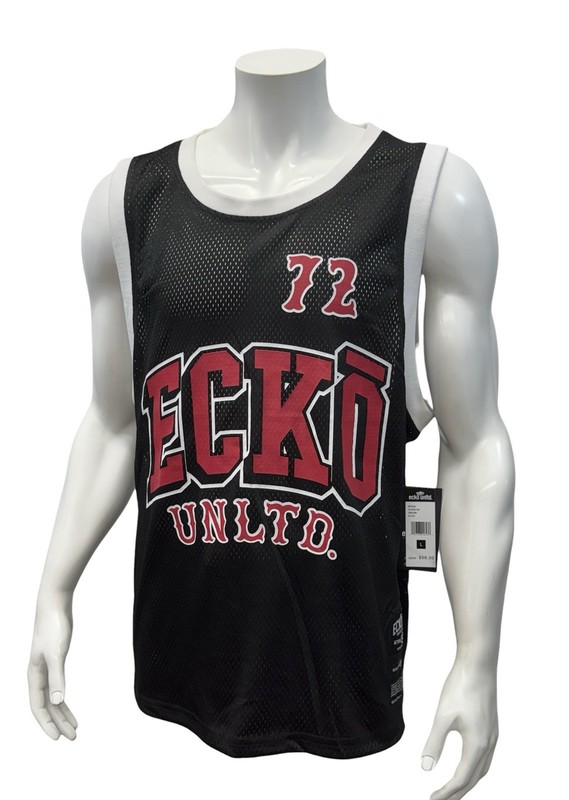 NWT Ecko Unltd Authentic 72 Black Red White Sleeveless Rhino Basketball Jersey L gallery