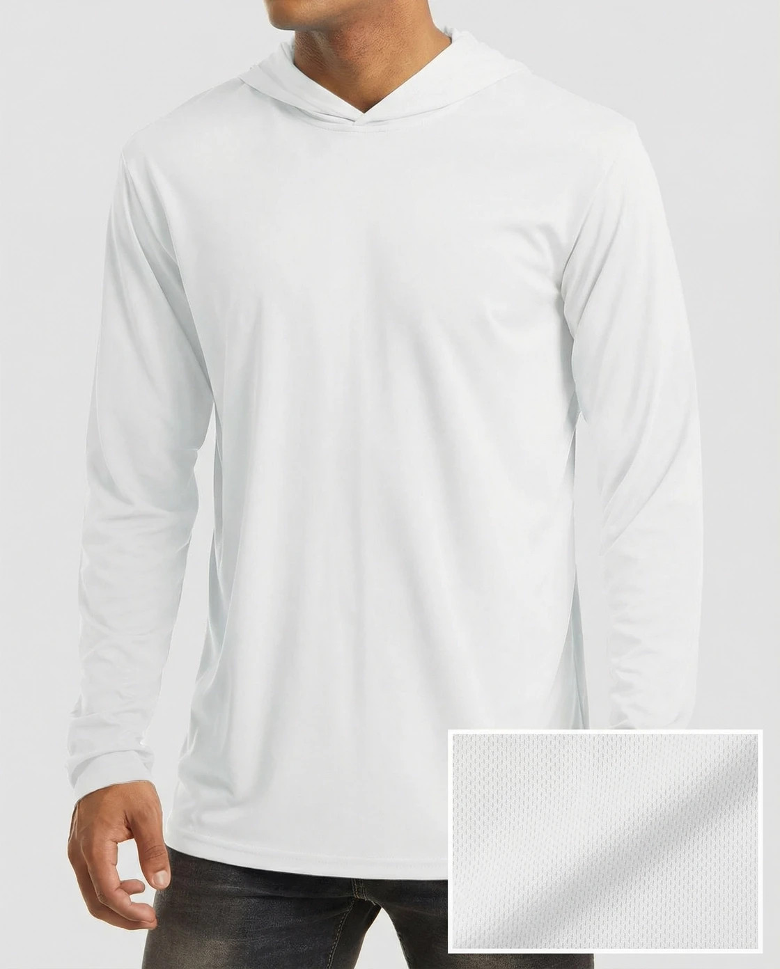 high visibility long sleeve breathable hooded unisex shirt, sun protection,White gallery
