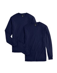 Hanes Long Sleeve Men T-Shirt 2-Pack Beefy-T Crewneck Soft Cotton Full Cut S-3XL