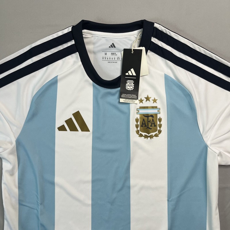 Adidas Argentina AFA Soccer Jersey Mens medium White Blue Fan Blank Back gallery