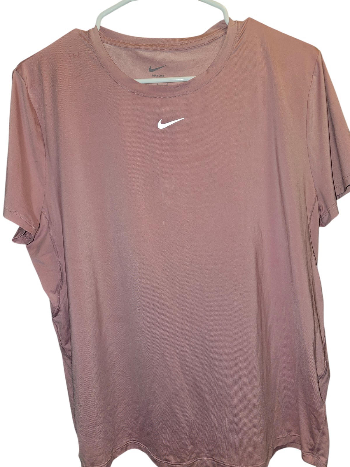Nike One Dri-FIT Men's Pink Crew Neck Short Sleeve T-Shirt L Polyester gallery