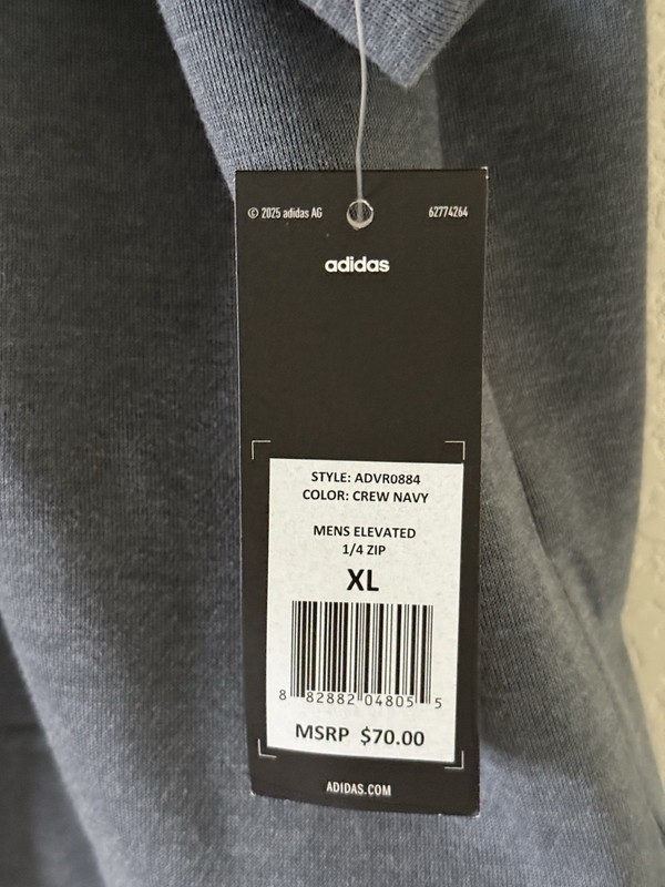 Adidas “Elevated” 1/4-Zip Golf Jersey Top, NWT - Men’s XL, Navy, $70 gallery