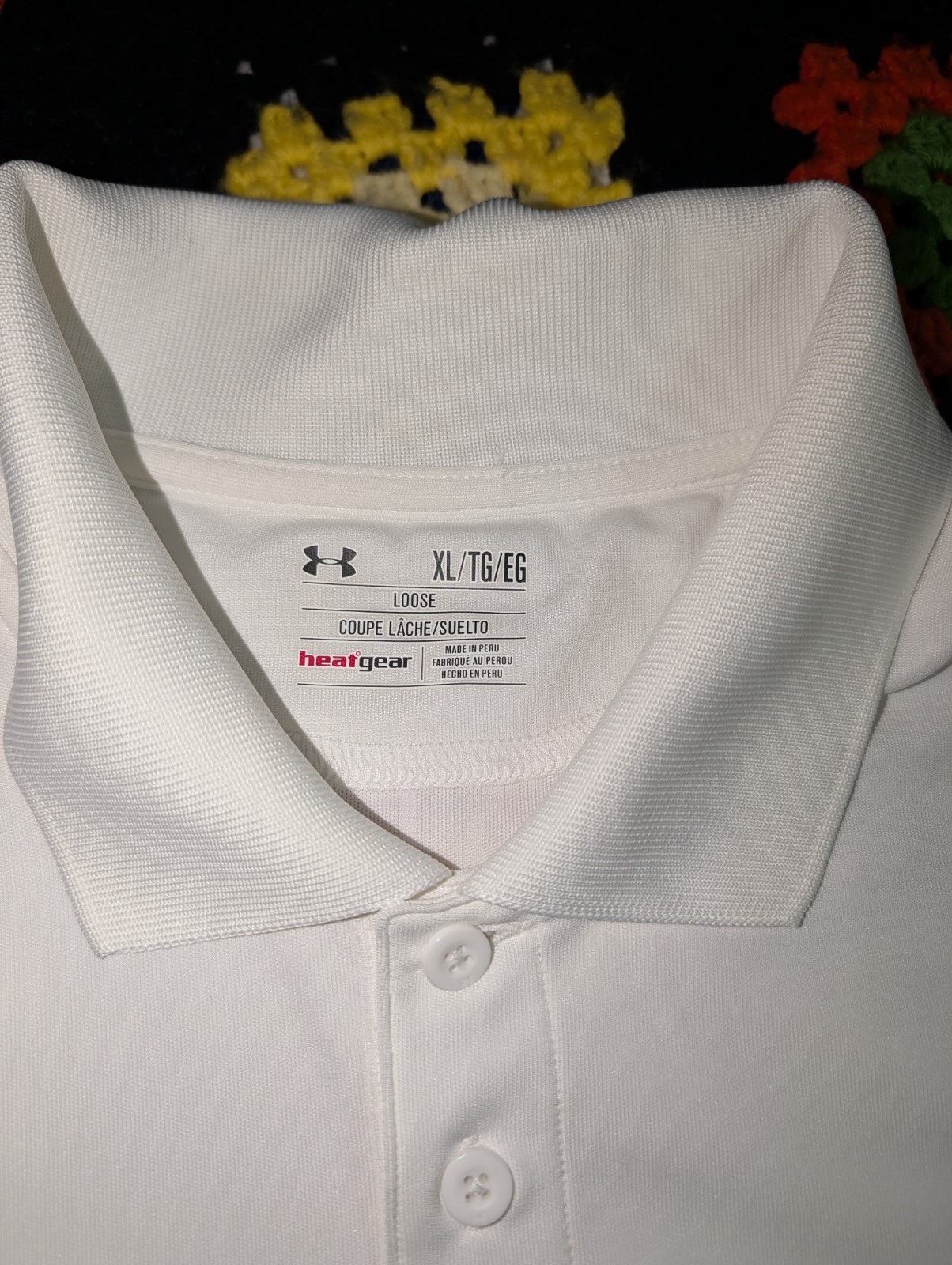 Men's Under Armour White Loose Fit Golf Polo Shirt XL MIAA Baseball gallery