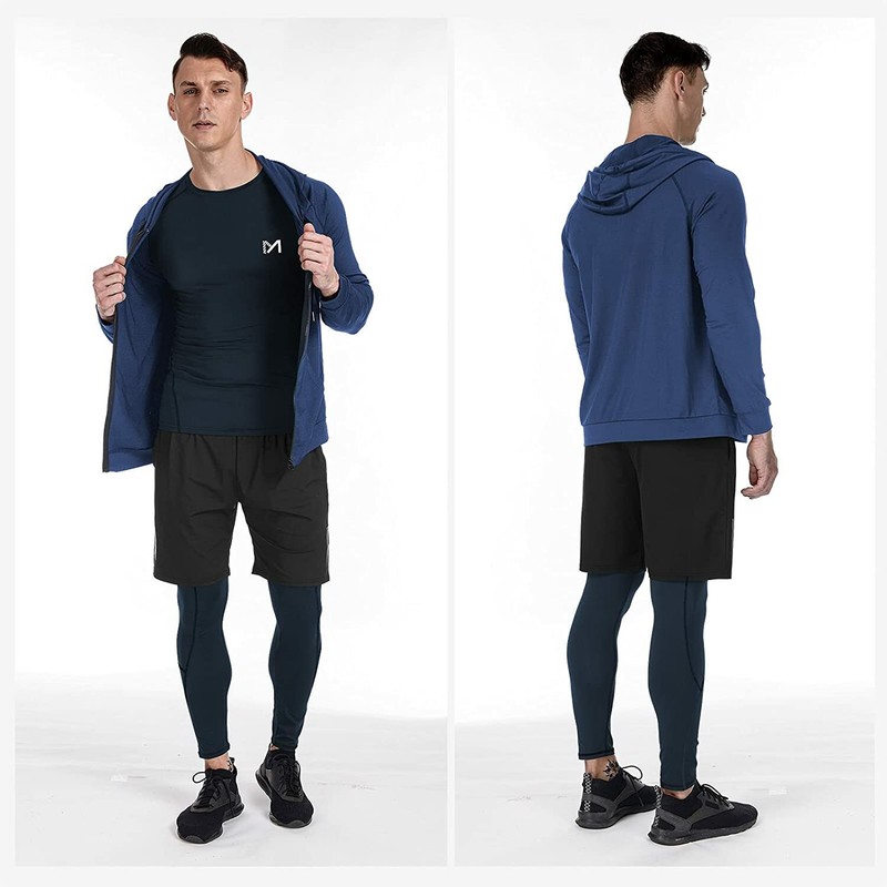 Mens 4pcs Men's Compression Sets Pants Short Sleeve Sleeve Shirt Jacket Shirt gallery