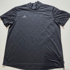 Adidas Shirt Mens 2XL Black Climalite Mock Neck Short Sleeve Athletic Tee Top