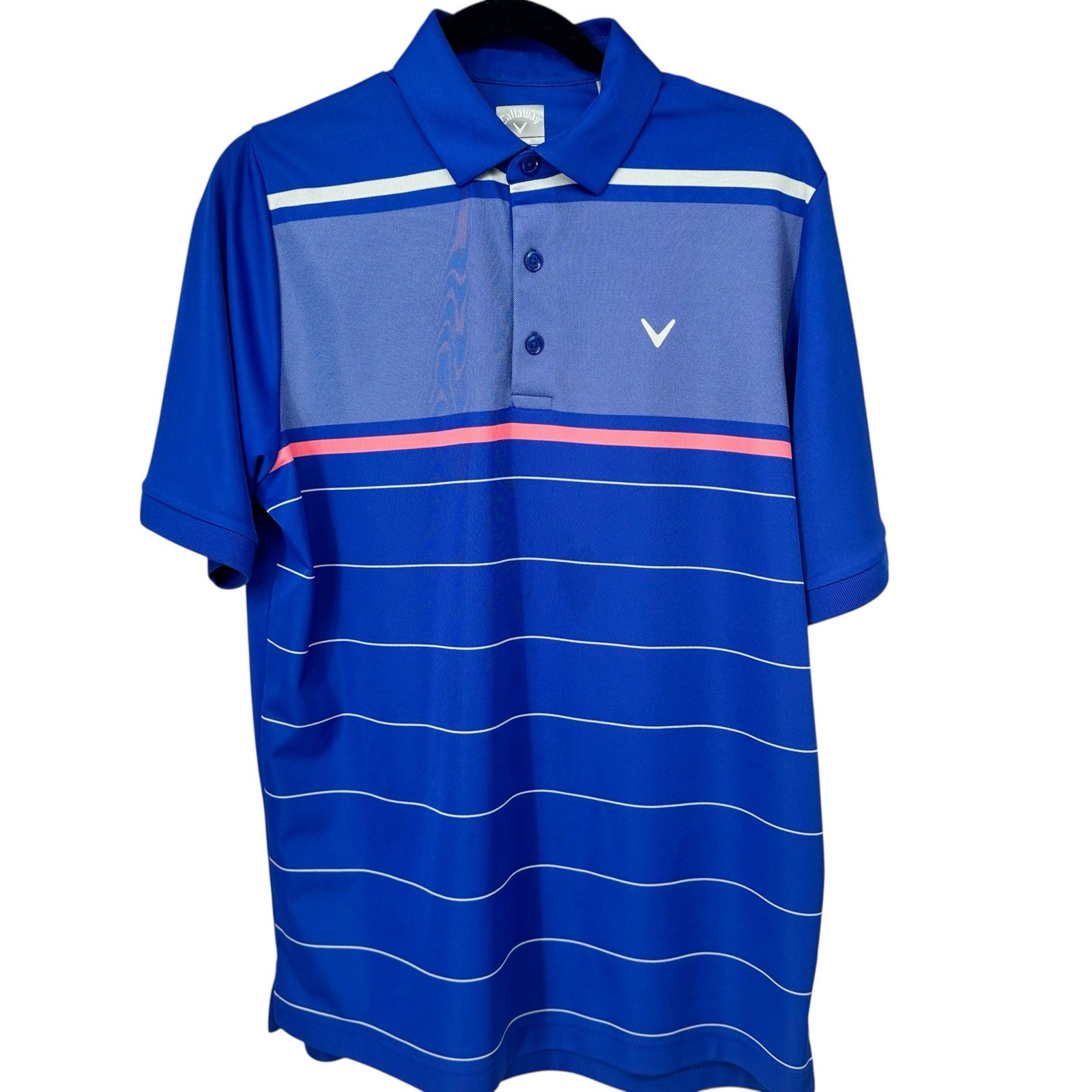 Callaway Swing Tech Blue Striped Golf Polo Shirt Medium gallery