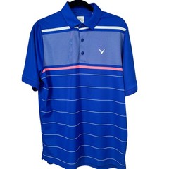 Callaway Swing Tech Blue Striped Golf Polo Shirt Medium