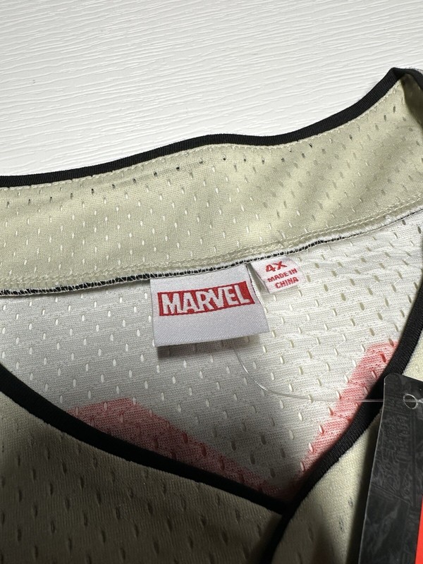 Marvel Baseball Jersey Mens Size 4XL Beige Button Up Shirt Hulk Iron Man Captain gallery