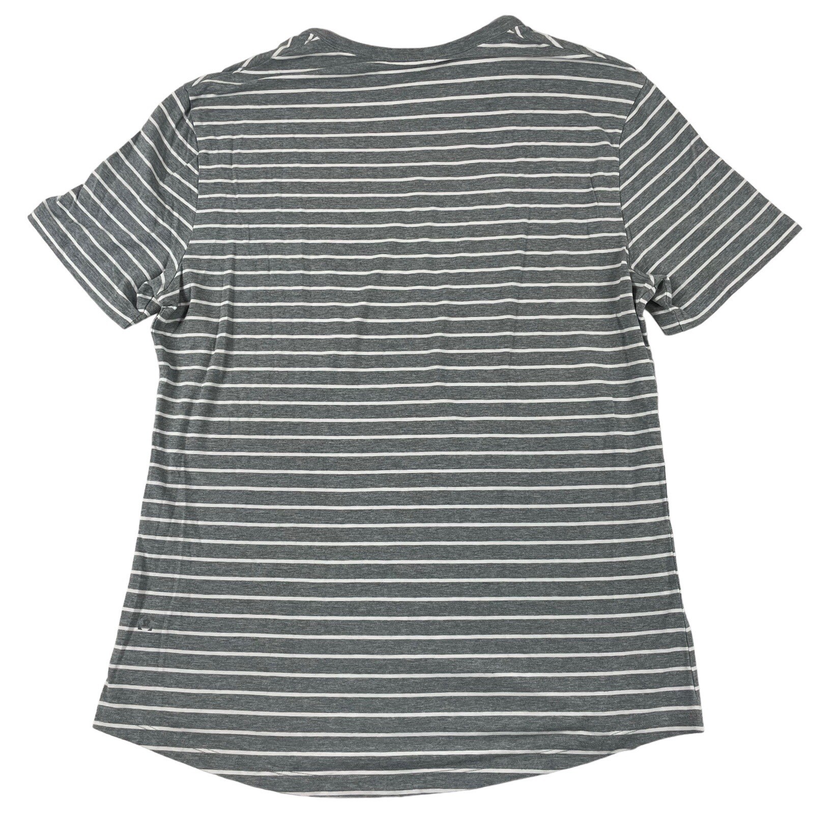 Lululemon Gray White Striped Fishtailed Mens S/S Performance Crew T Shirt M gallery