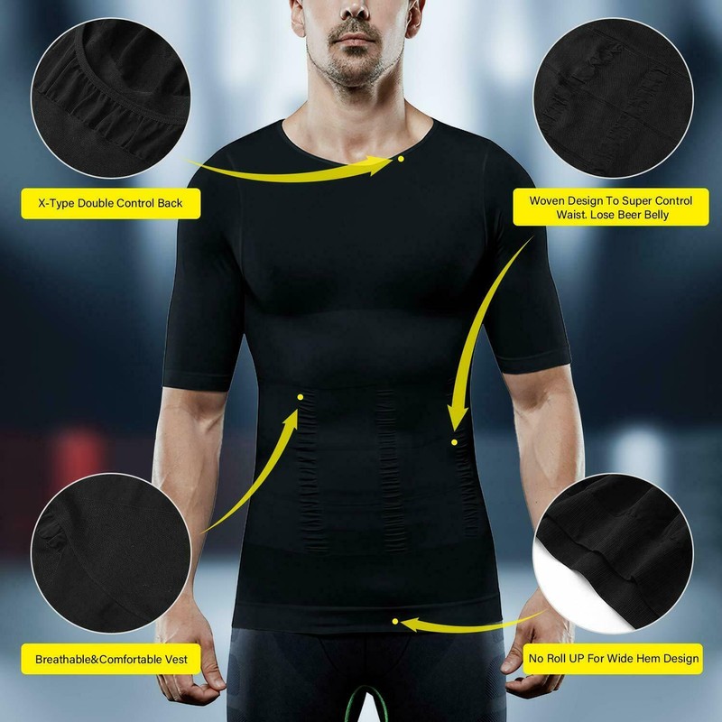 Men Slimming Body Shaper Posture Corrector Vest Abdomen Compression Shirts Tops gallery