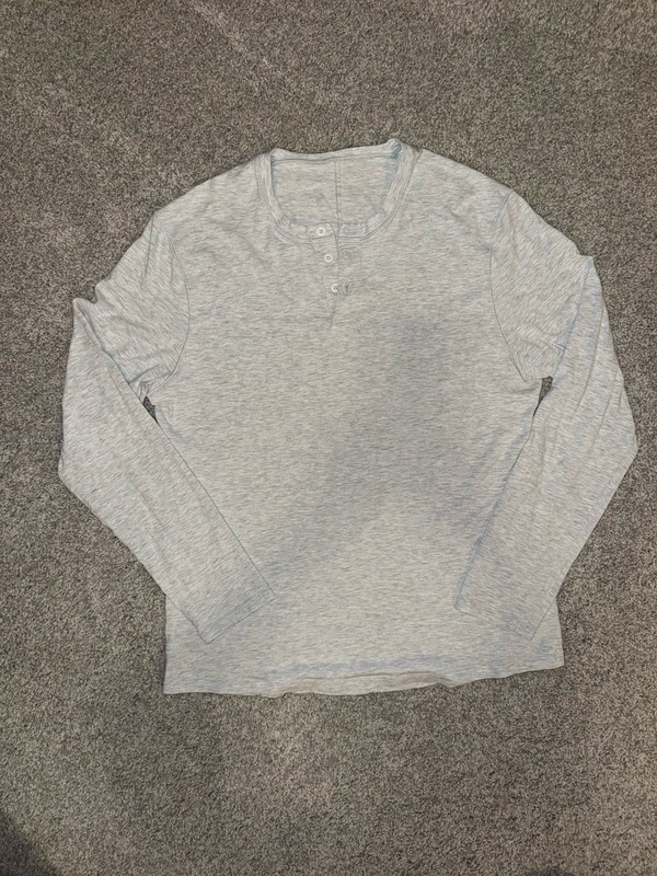 Lululemon Gray Heather Long Sleeve Henley Shirt – Soft Casual Button Top Small gallery