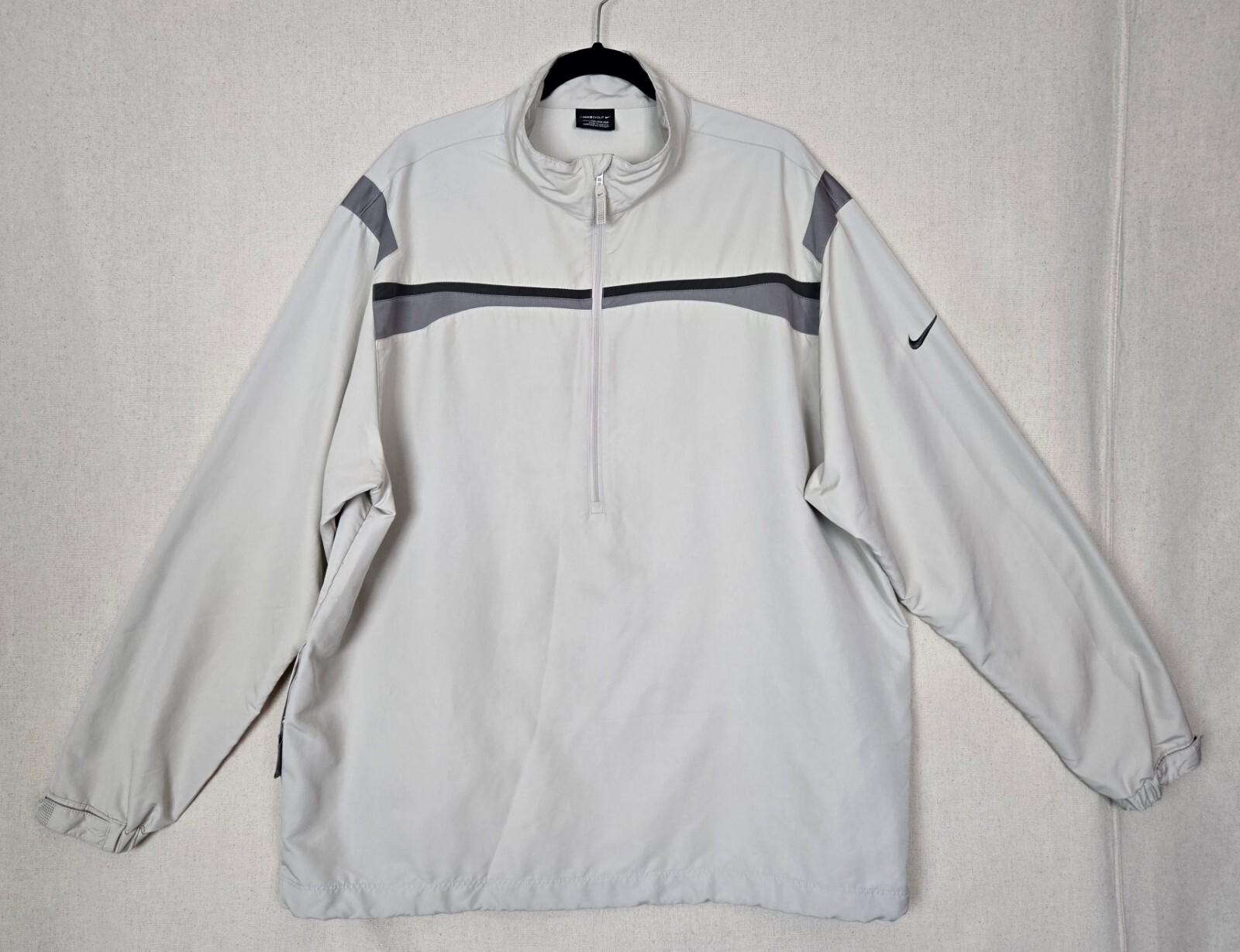 NIKE GOLF Mens Beige & Gray Poly 1/4 Zip Pullover Top Light Jacket size 2XL gallery