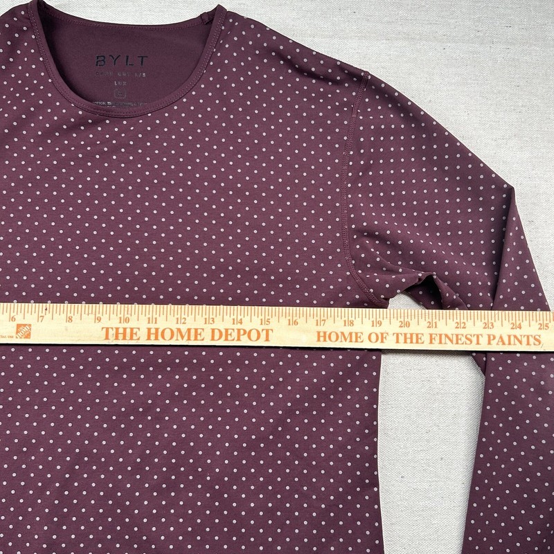 Bylt Shirt Mens M Drop Cut Active Workout Stretch Lux Maroon Polka Dot Burgundy gallery