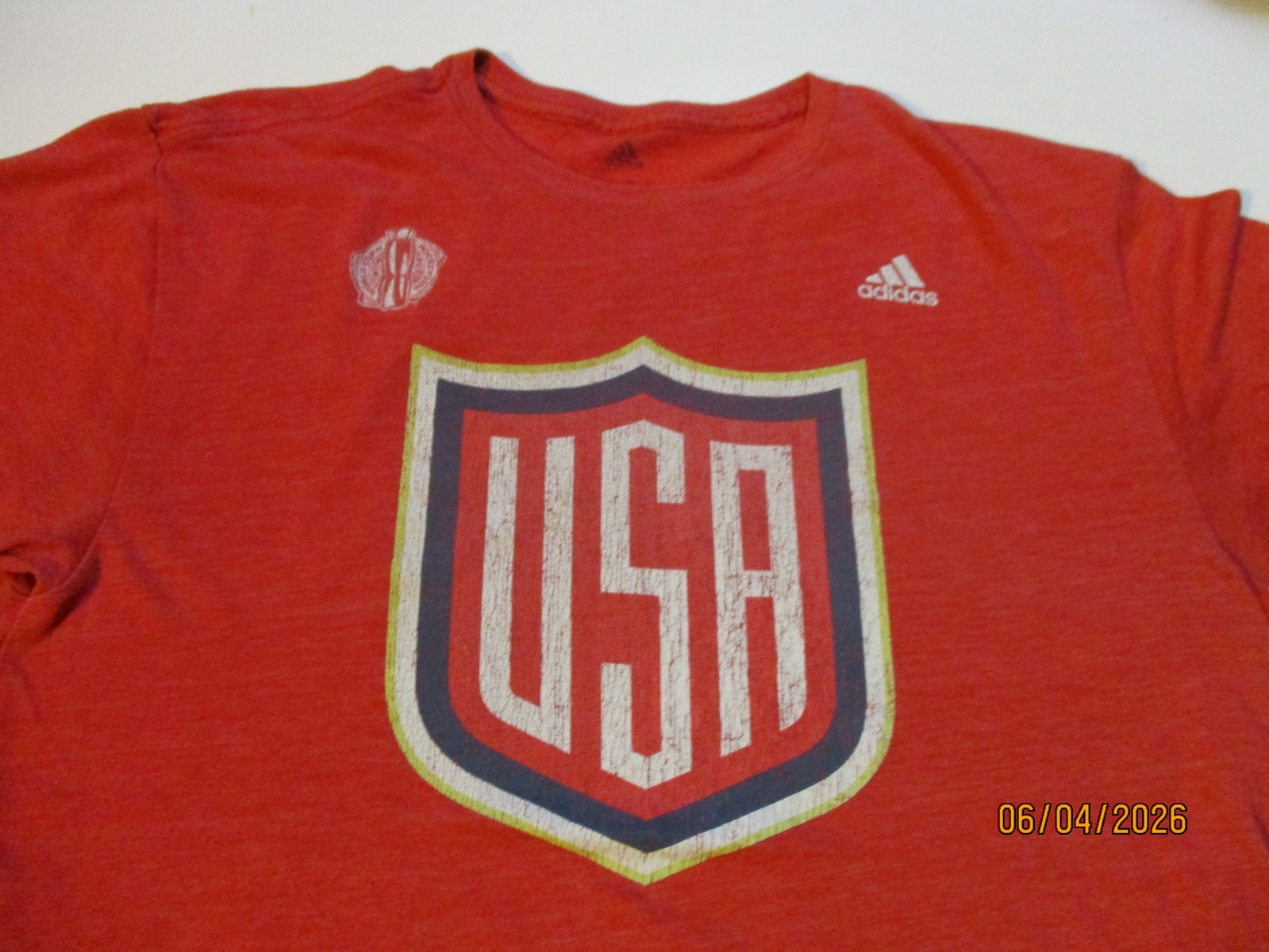 TEAM USA HOCKEY WORLD CUP 2016 ADIDAS BRAND DISTRESSED T-SHIRT MED RARE gallery