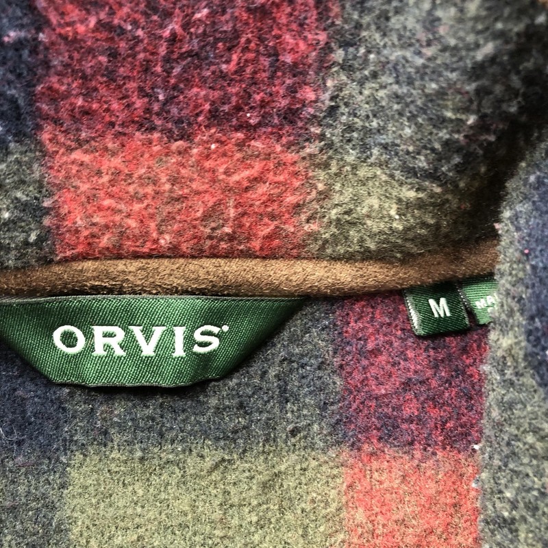 Orvis Pullover Mens Medium Red Plaid Snap Mock Neck Fleece Top Outdoor Thermal gallery