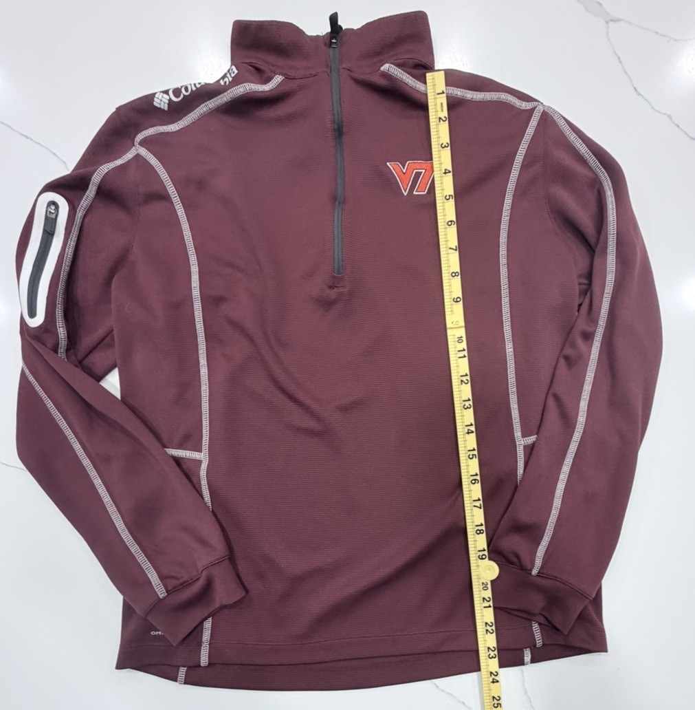 Columbia Golf Virginia Tech VT Quarter Zip Pullover Mens Medium Maroon Omni-Wick gallery