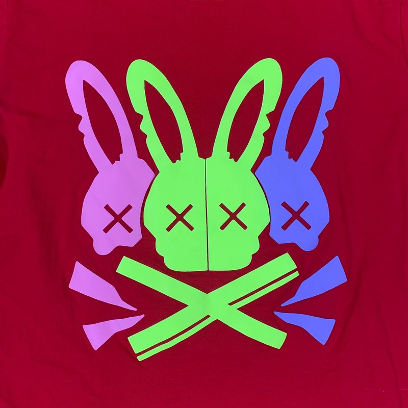 Psycho Bunny Shirt Mens Small Red Multicolor Rabbits Logo Short Sleeves Tee gallery