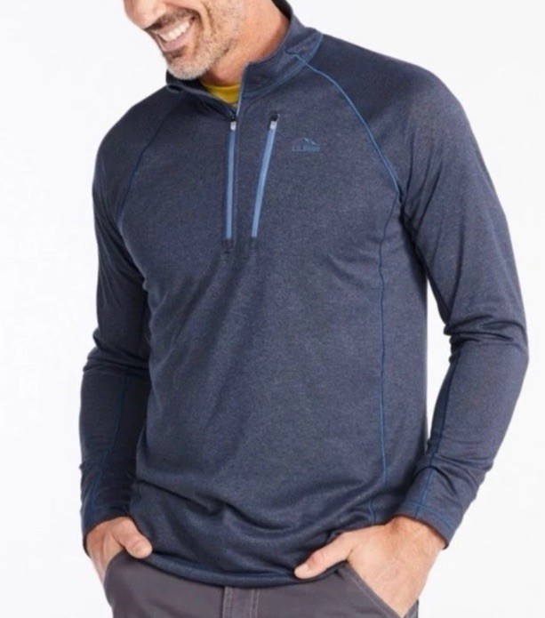 LL Bean Blue Quick Dry 1/4 Zip Trail Tee Base Layer Size XXL TALL Pockets gallery