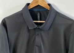 Mens Lululemon Tech Pique S/S Polo Shirt Obsidian Sz Large Dark Grey EC