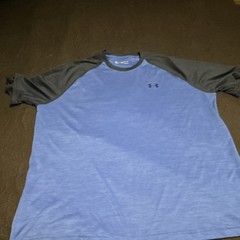 Under Armour HeatGear Men’s 2XL Blue/Gray Raglan Crew T-Shirt Loose Poly