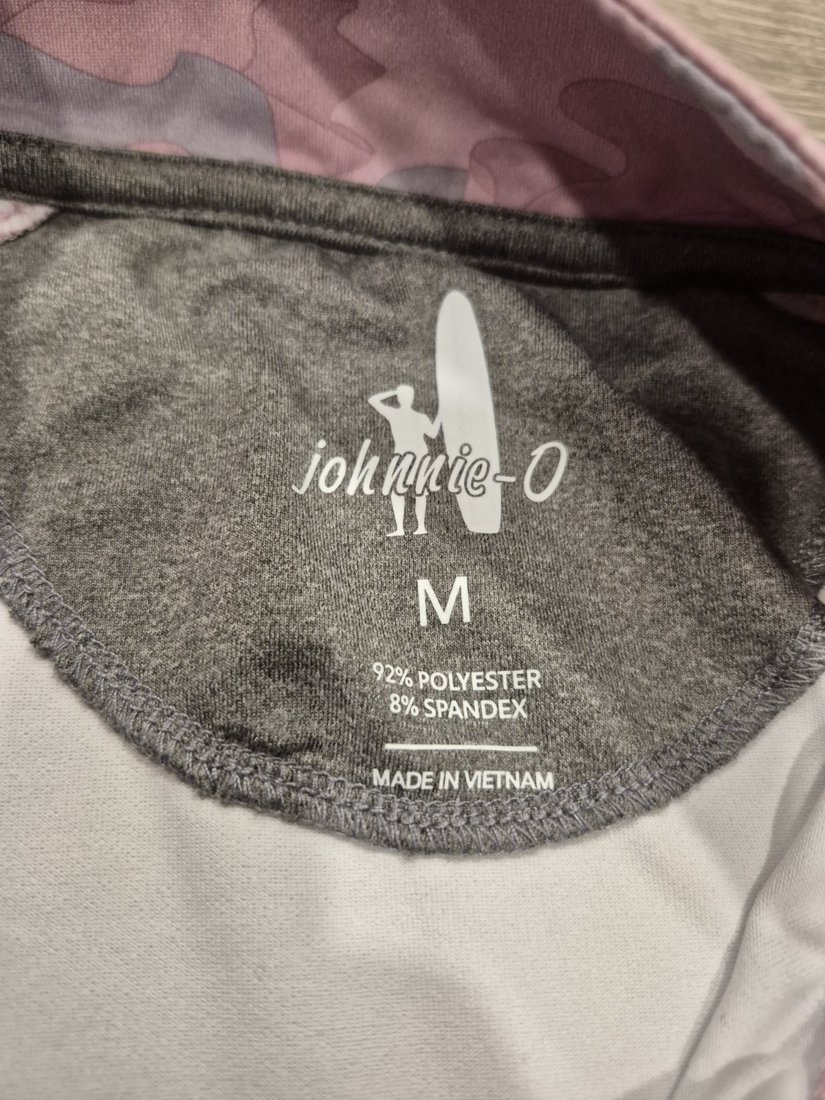 Johnnie-O Performance 1/4 Zip Pullover Mens Medium Pink/Grey Camo Golf Logo gallery