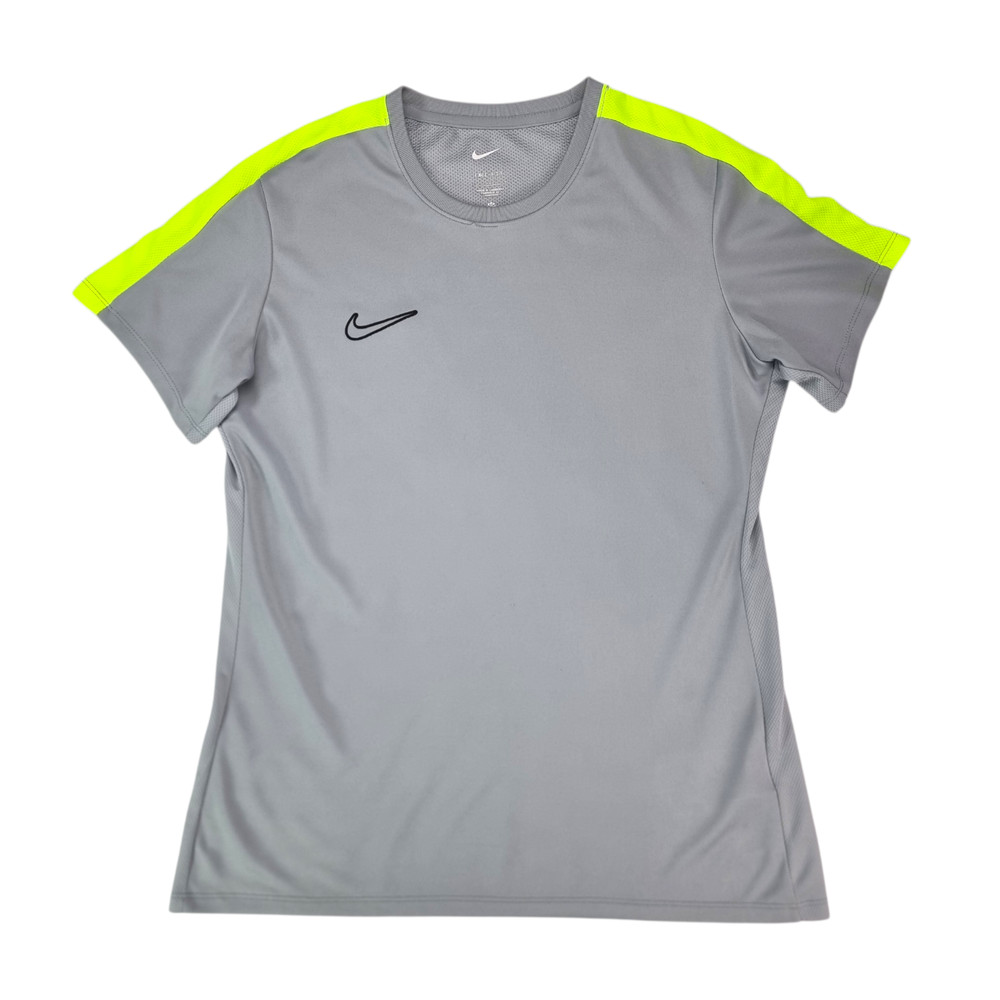 Nike Academy 23 Football Top Men's UK Size M Grey Volt Yellow T-Shirt Dri-Fit
