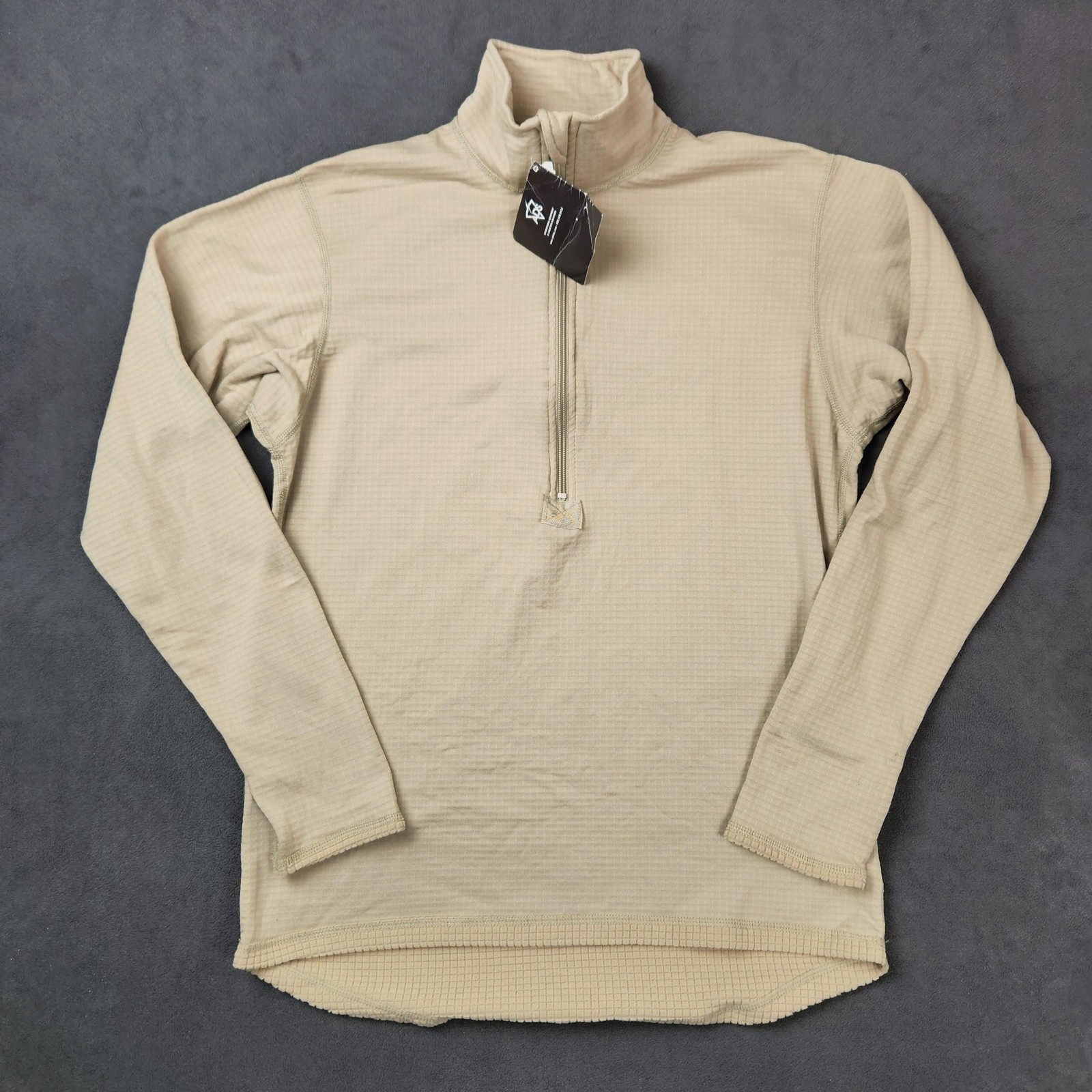 Peckham Gen III L2 Top Mens Medium Long Tan 1/4 Zip Grid Fleece Base Layer Shirt gallery