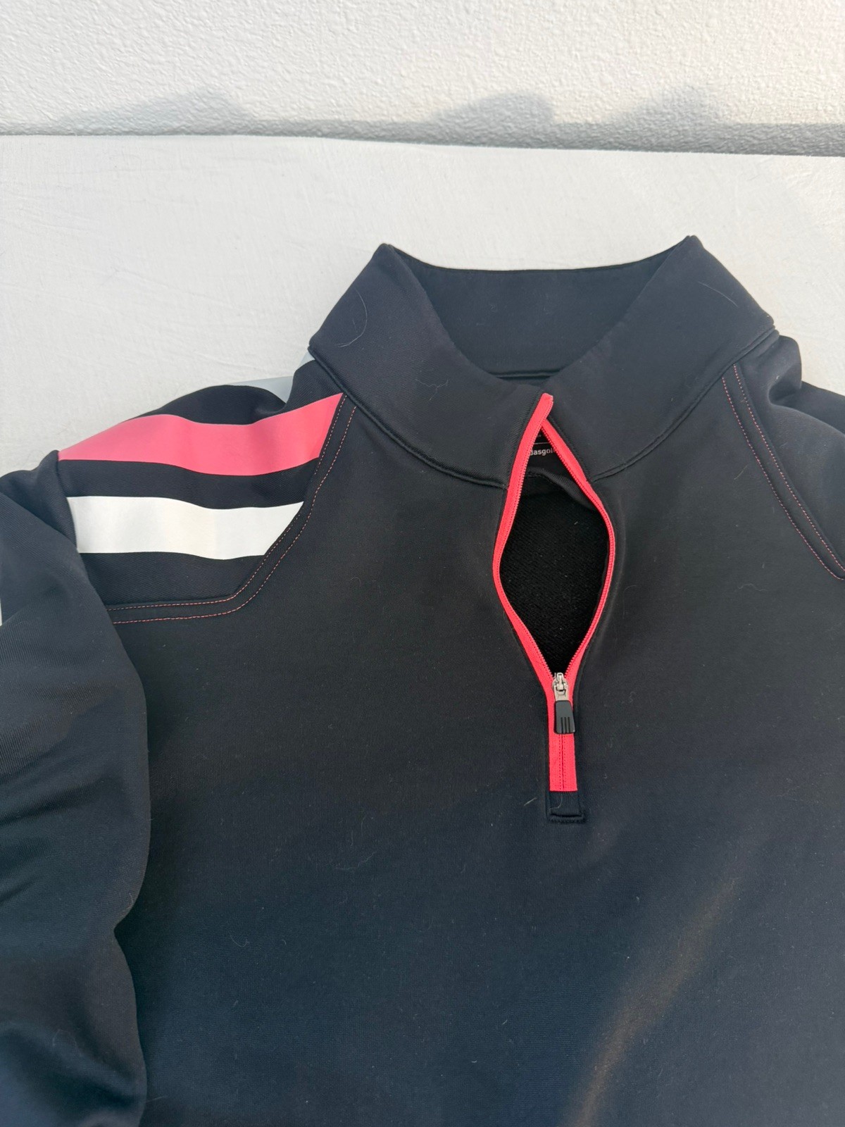 ADIDAS GOLF Large Active Fleece Quarter-Zip Pullover Performance Top Black Pink gallery