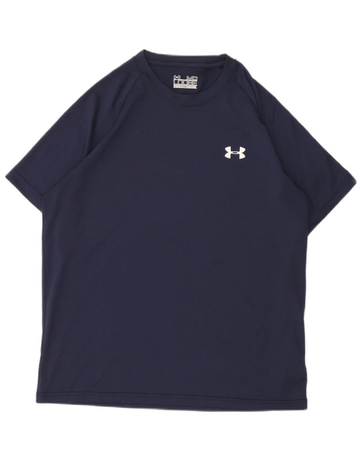 Under Armour Mens Heat Gear T-Shirt Top Medium Navy Blue Polyester EA15 gallery