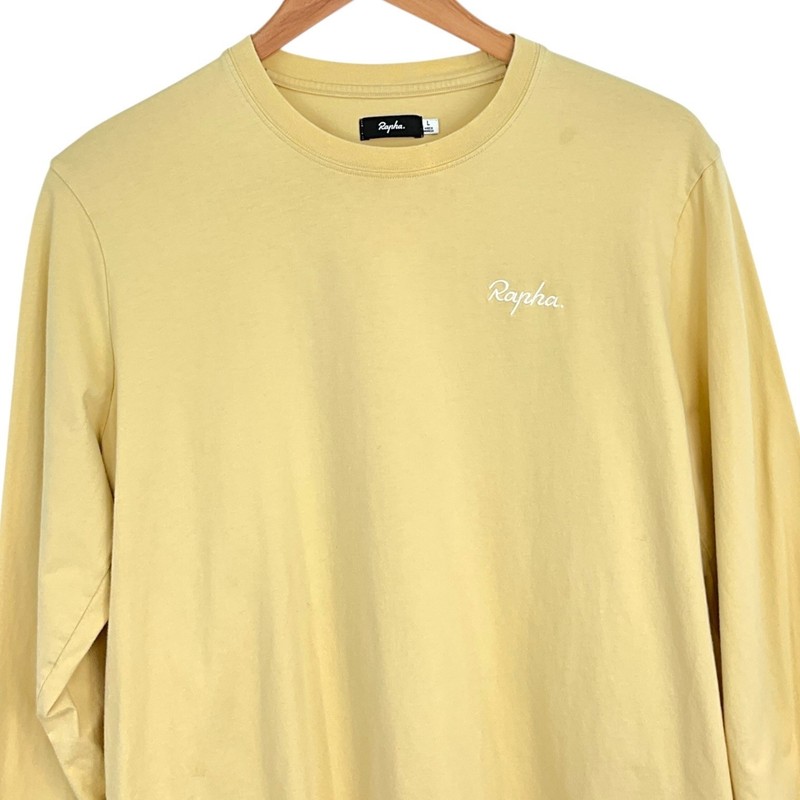 Rapha Logo Long Sleeve T Shirt Yellow Crew Neck Size L 100% Cotton *FLAW* gallery