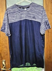 Mens Adidas Blue/Grey Climalite Tech Tee XL Three Stripe