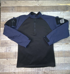 Tru-Spec Combat Shirt Mens M 1/4 Zip Military Tactical Grid Waffle Fleece Blue