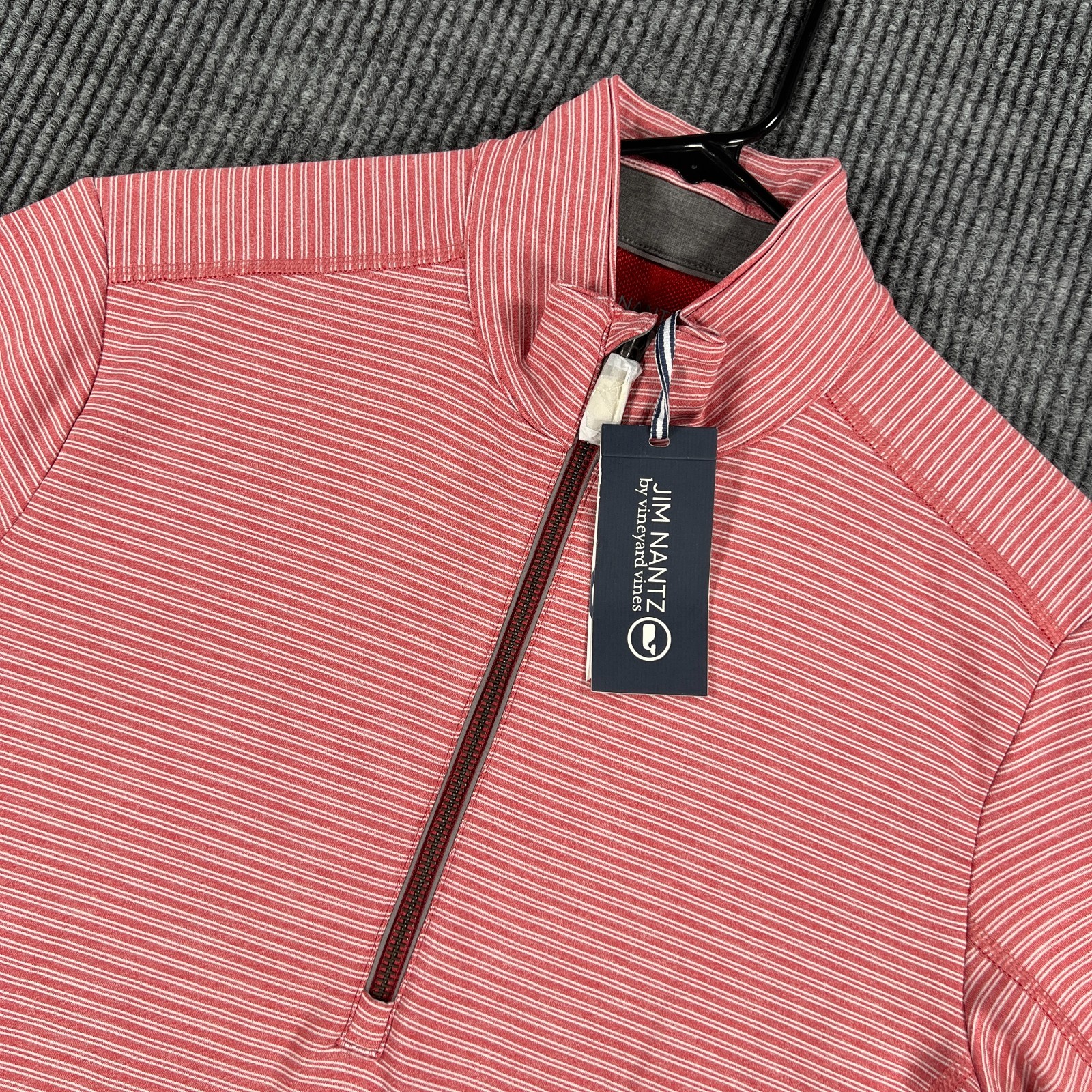 Vineyard Vines Jim Nantz Pullover Sweatshirt Mens Small Red Striped 1/4 Zip New gallery