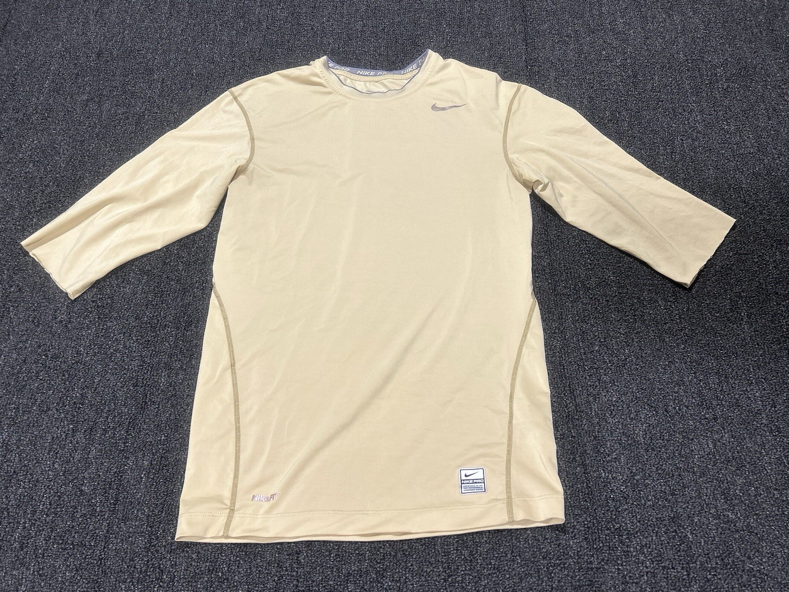 Nike Pro Tight 1/2 Sleeve Compression Shirt Men's Large Yellow Sports Gym gallery