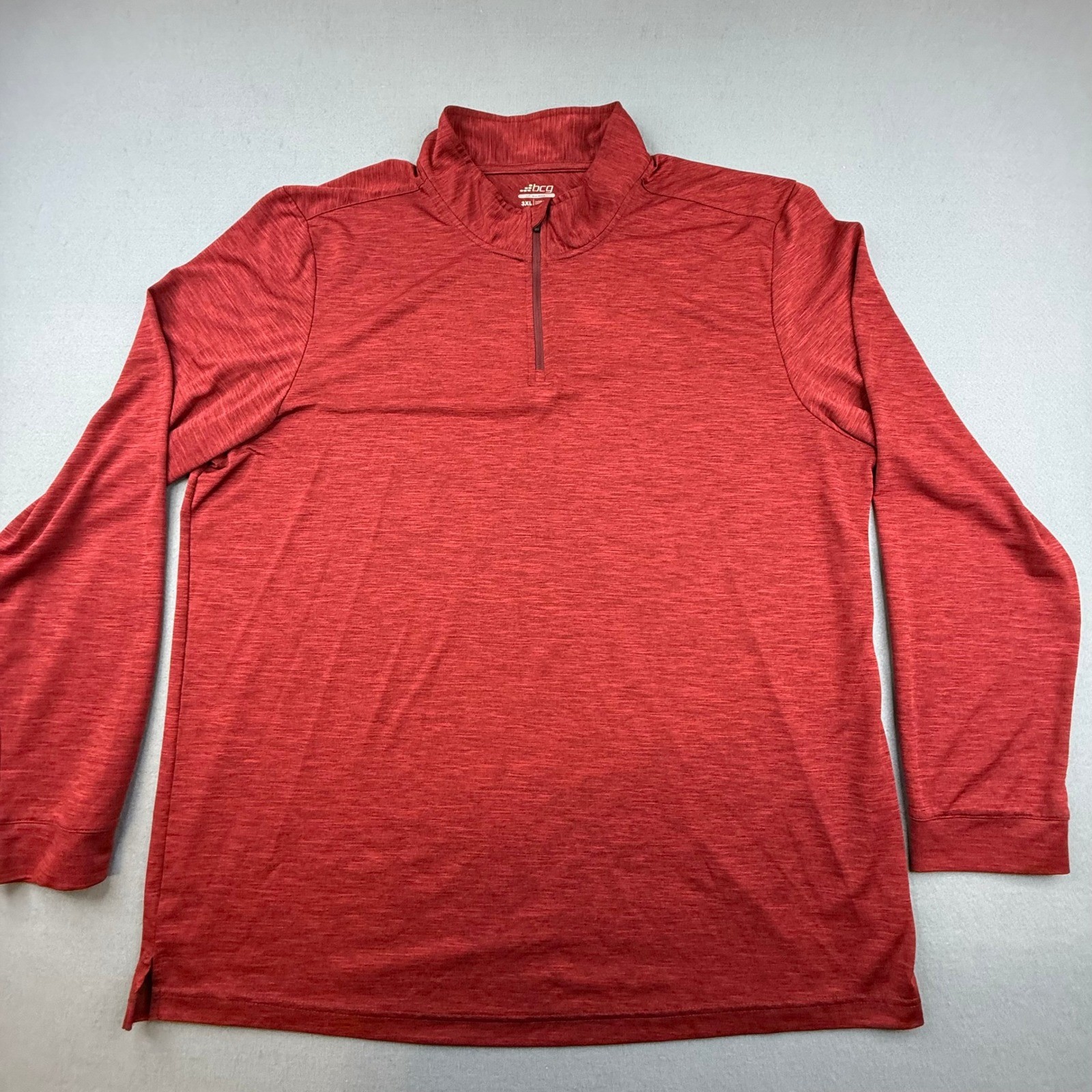 BCG Pullover Mens 3XL Red Heathered Tru-Wick Quarter Zip Long Sleeve Shirt gallery