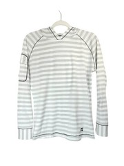 FootJoy Women’s Gray/White Striped Hoodie Athletic Stretch Bodycon Sporty Size M